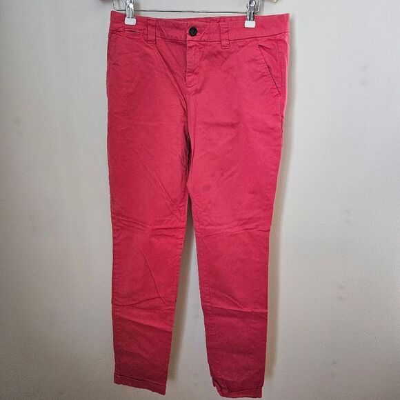 Gap Khakis Pants Hot Coral Broken-In Straight Casual Solid Spring Staple Pink - Picture 1 of 10